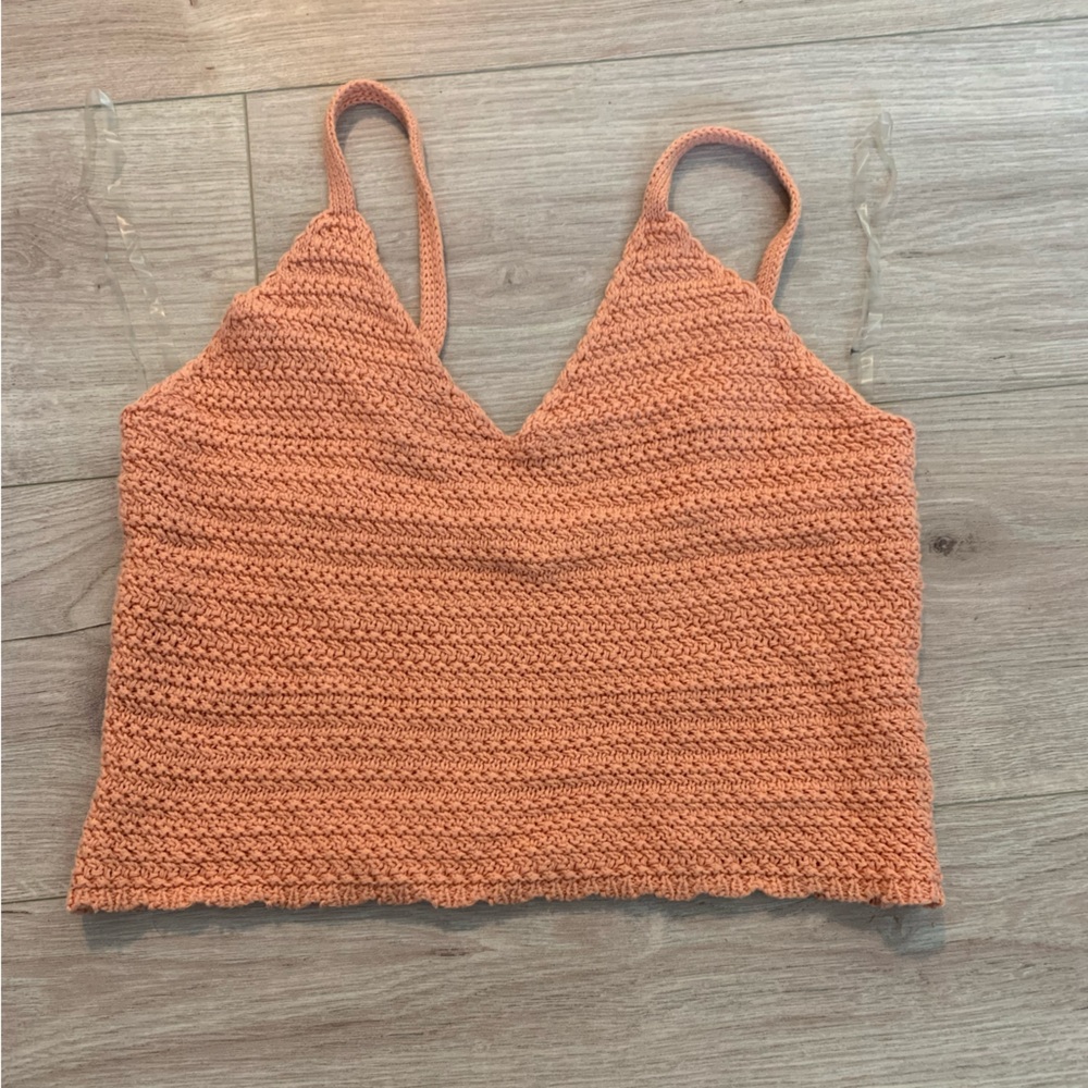Orange Crochet Crop Tank
